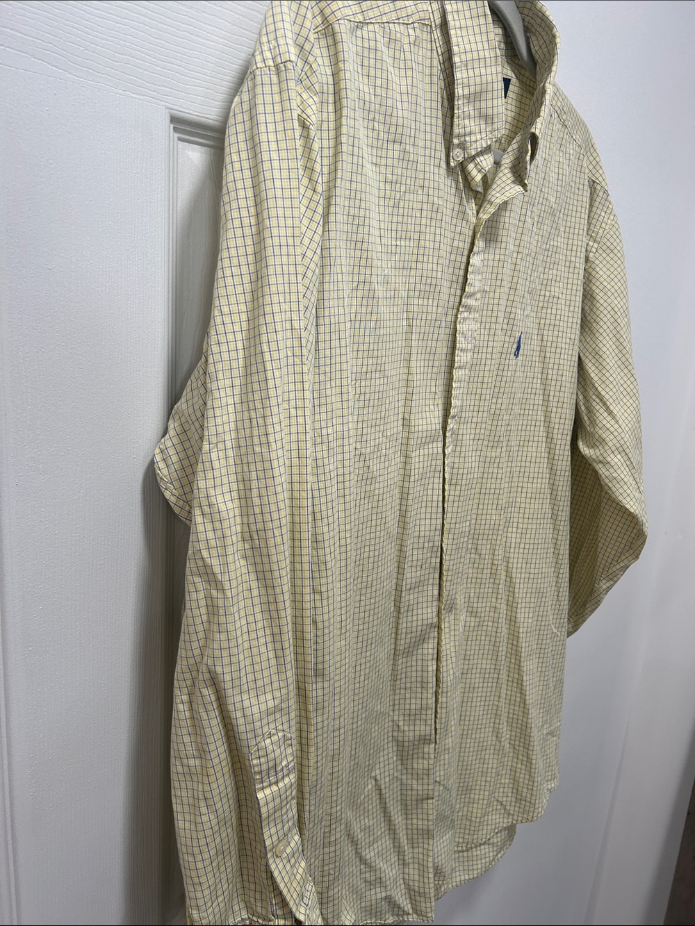 Ralph Lauren Men's Pale Yellow and Blue Check Button-Down Shirt - Picture 6 of 7
